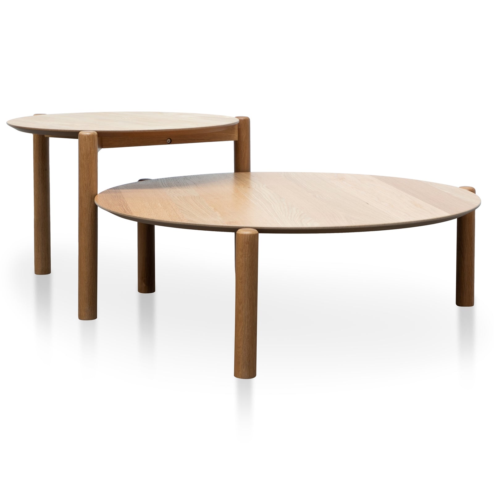 Elegant Oak Wood Coffee Table Set - Large & Small-Nested Coffee Table-Calibre-Prime Furniture