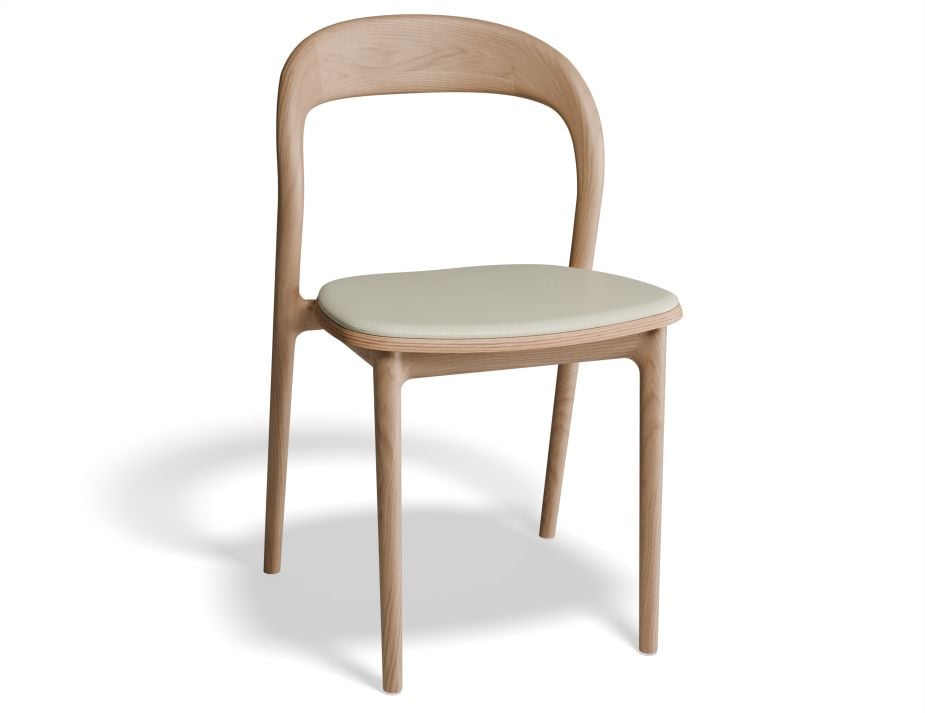 Mia Chair - Natural with Pad - White Vegan Leather Seat Pad-Dining Chairs-Level-Prime Furniture