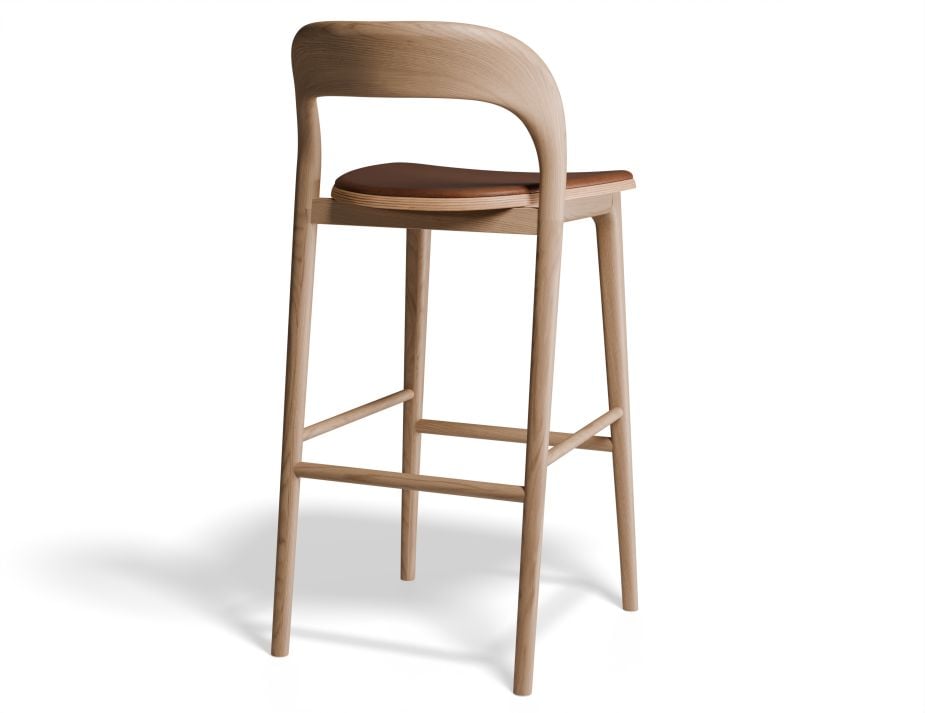 Mia Stool - Natural with Pad - 75cm Seat Height White Vegan Leather Seat Pad-LEVEL-Prime Furniture