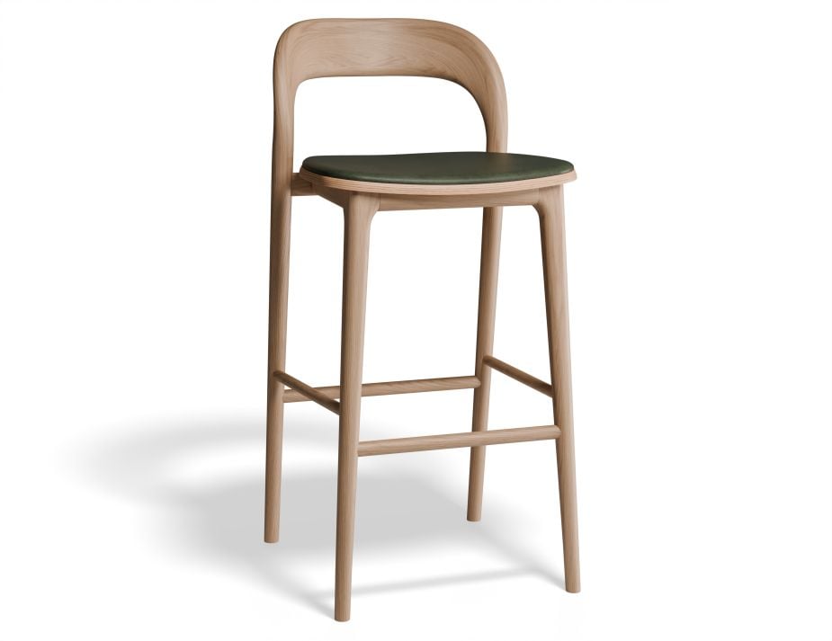 Mia Stool - Natural with Pad - 75cm Seat Height White Vegan Leather Seat Pad-LEVEL-Prime Furniture