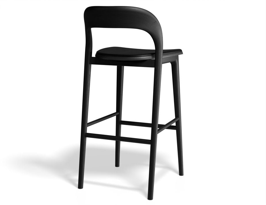 Mia Stool - Black with Pad - 66cm Seat Height Vintage Black Vegan leather Seat Pad-Stool-Level-Prime Furniture