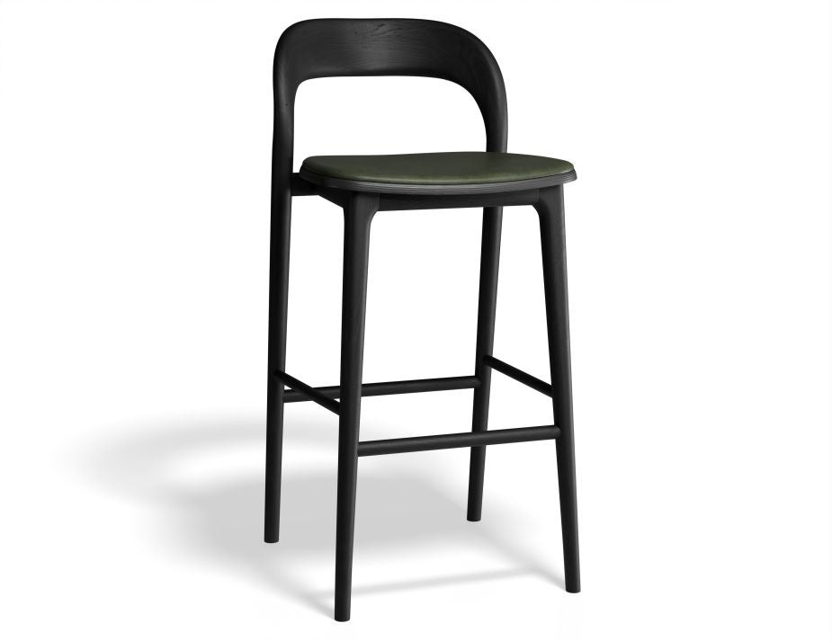 Mia Stool - Black with Pad - 66cm Seat Height Vintage Black Vegan leather Seat Pad-Stool-Level-Prime Furniture