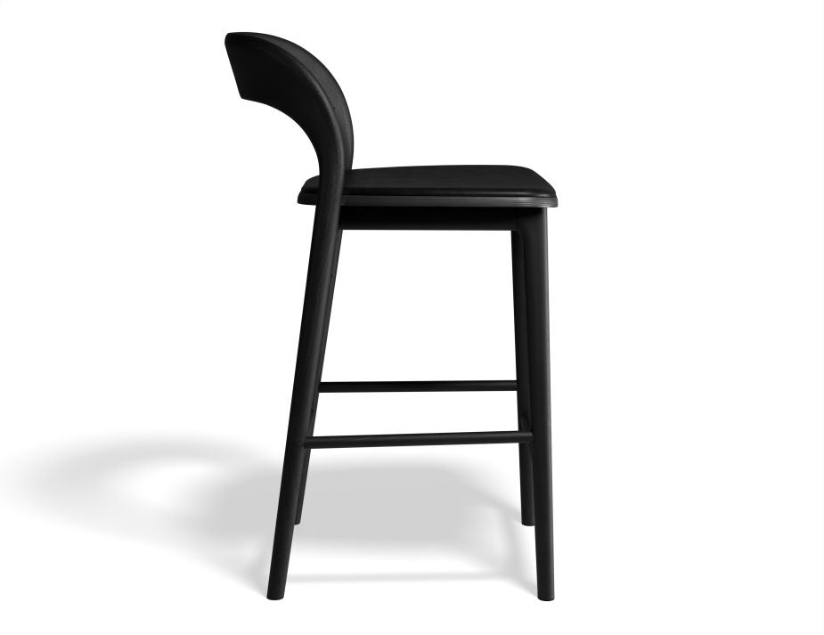 Mia Stool - Black with Pad - 66cm Seat Height Vintage Black Vegan leather Seat Pad-Stool-Level-Prime Furniture