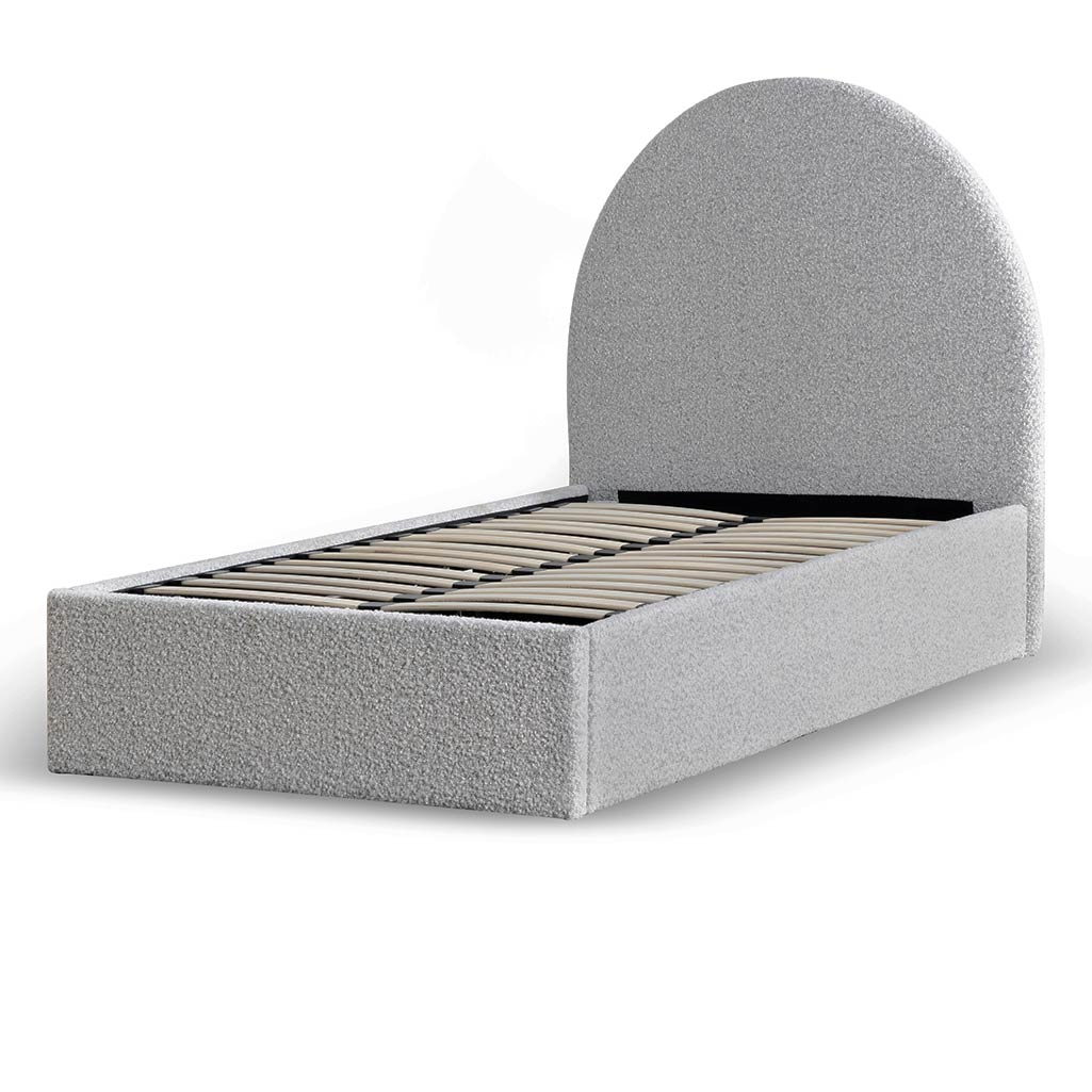 Single Sized Bed Frame - Pepper Boucle with Storage-Bed Frame-Calibre-Prime Furniture