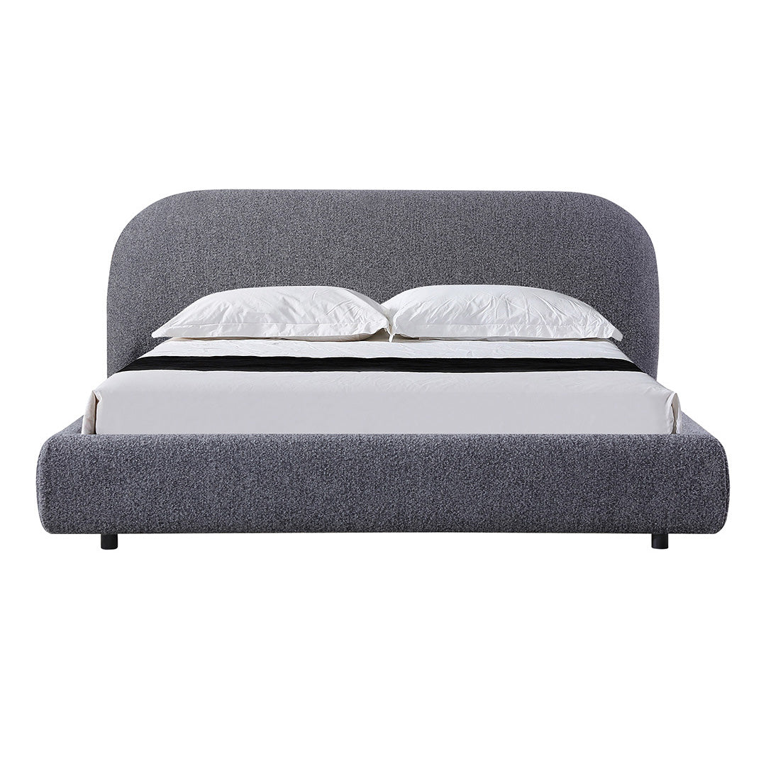 King Bed Frame - Charcoal Pepper Boucle-Bed Frame-Calibre-Prime Furniture