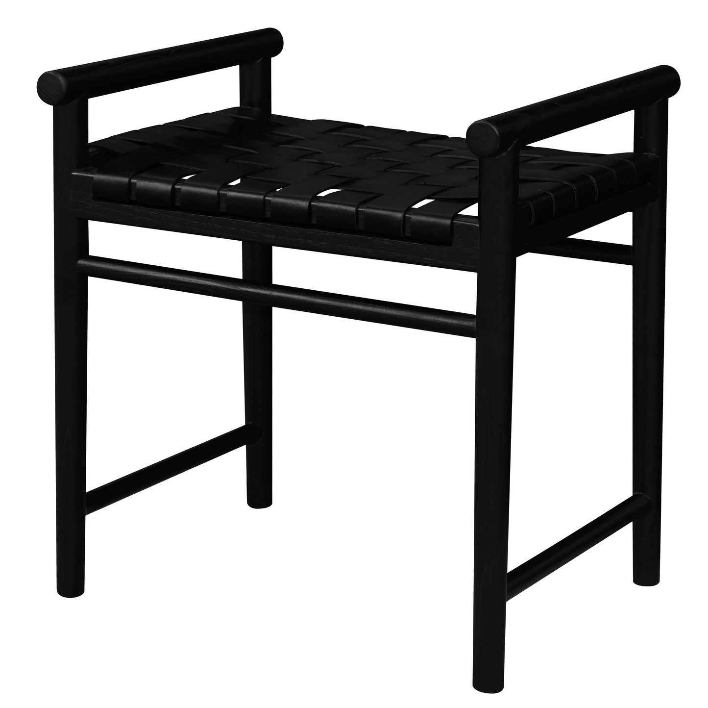 Elliot Single Seater Bench with Genuine Leather (Black)-Benches-Centrum Furniture-Prime Furniture