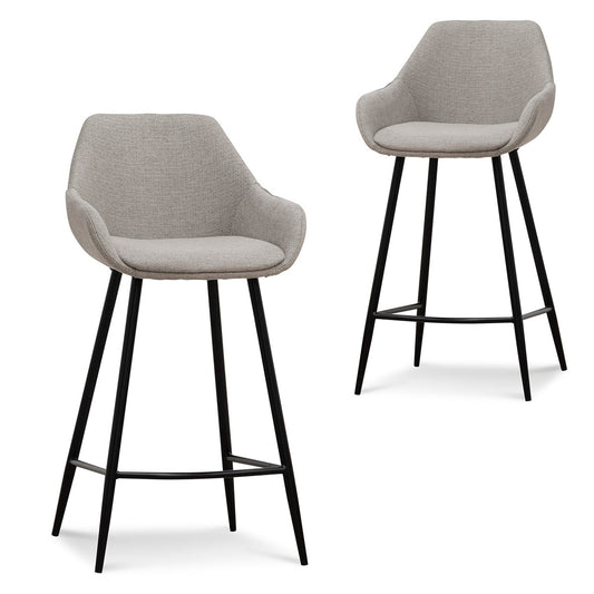 68cm Fabric Bar Stool - Beige - (Set of 2)-Bar stool-Calibre-Prime Furniture