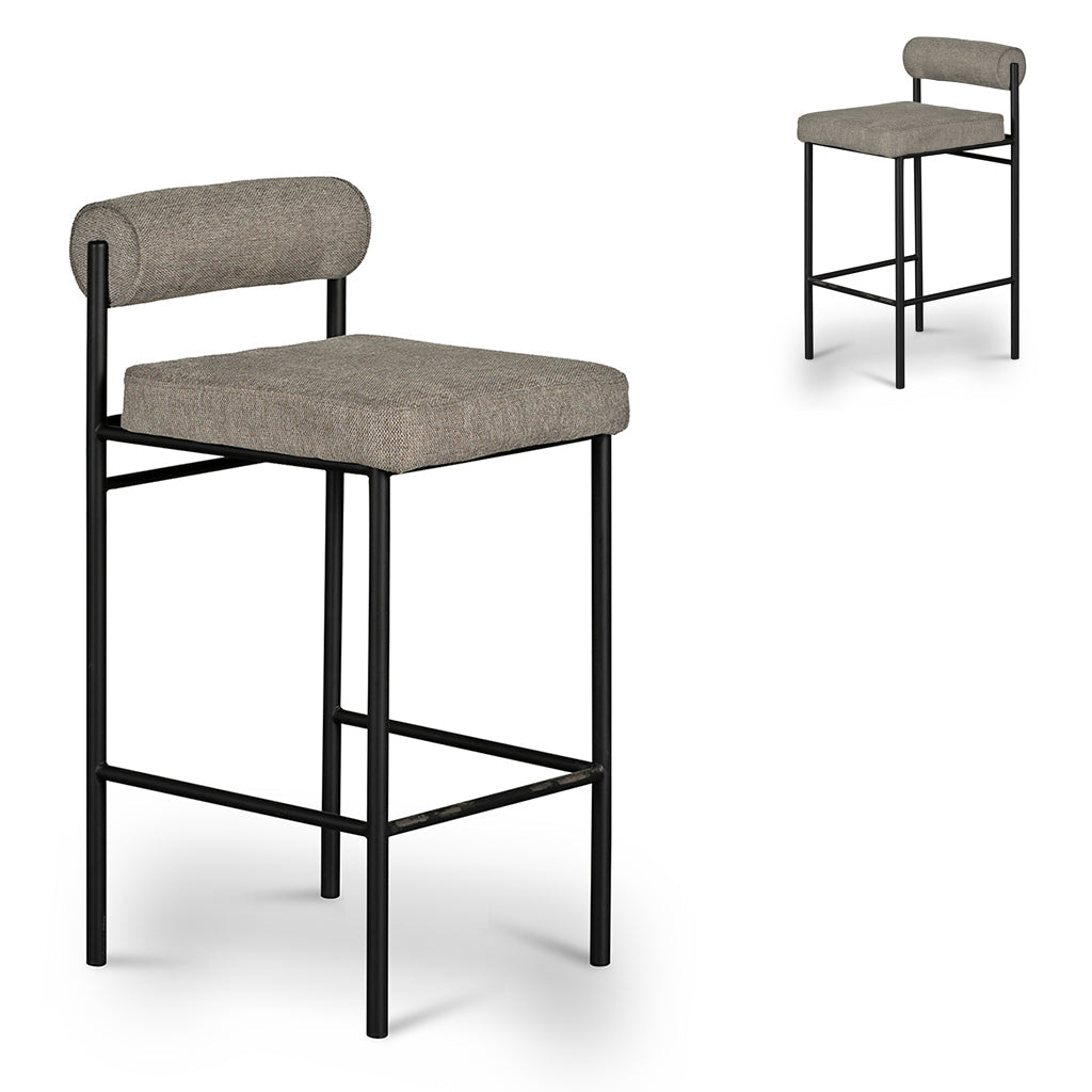 65cm Fabric Bar Stool - Grey (Set of 2)-Stool-Calibre-Prime Furniture