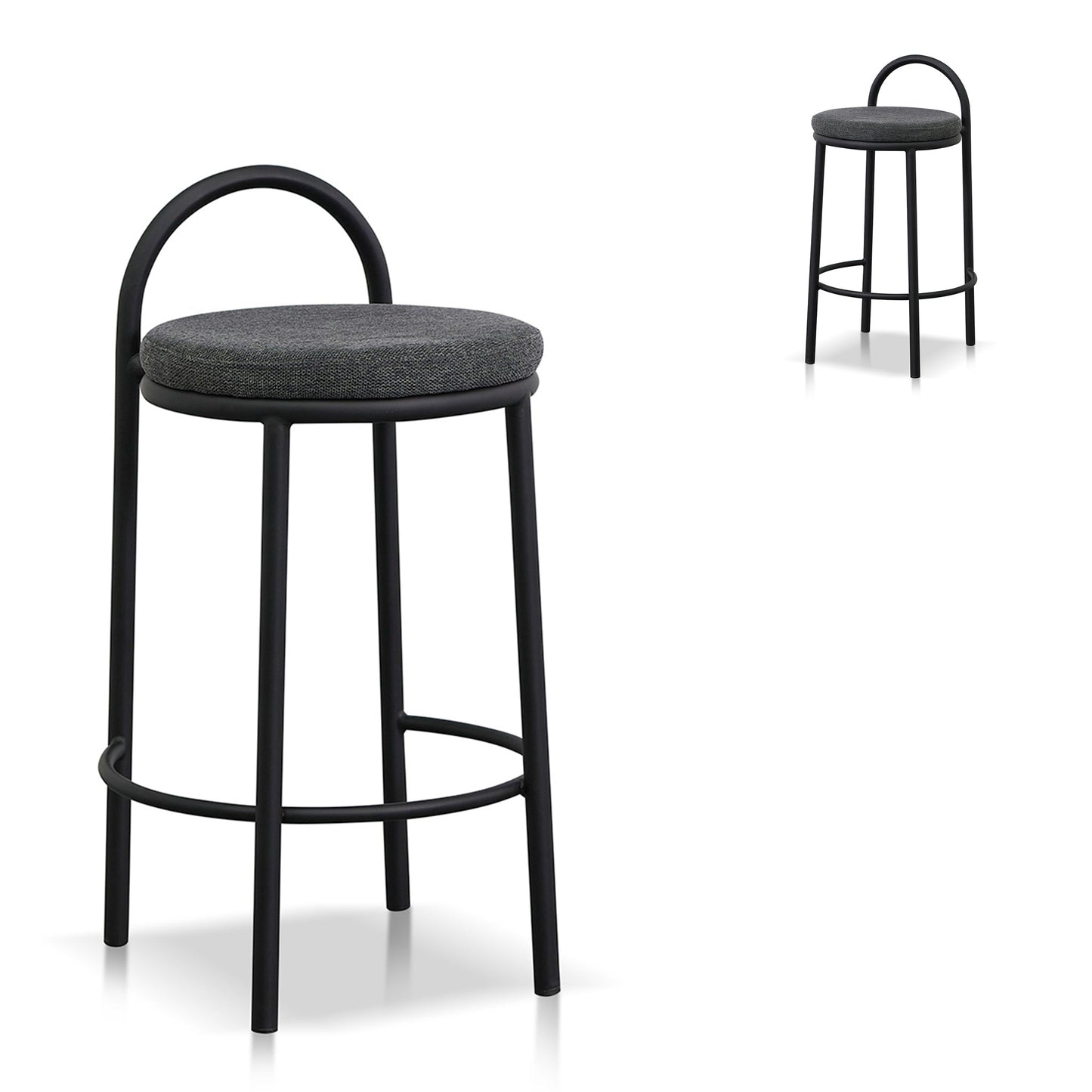 63cm Fabric Bar Stool - Charcoal Grey (Set of 2)-Bar stool-Calibre-Prime Furniture