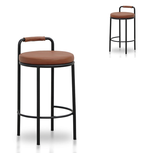 65cm Bar Stool - Brown (Set of 2)-Stool-Calibre-Prime Furniture