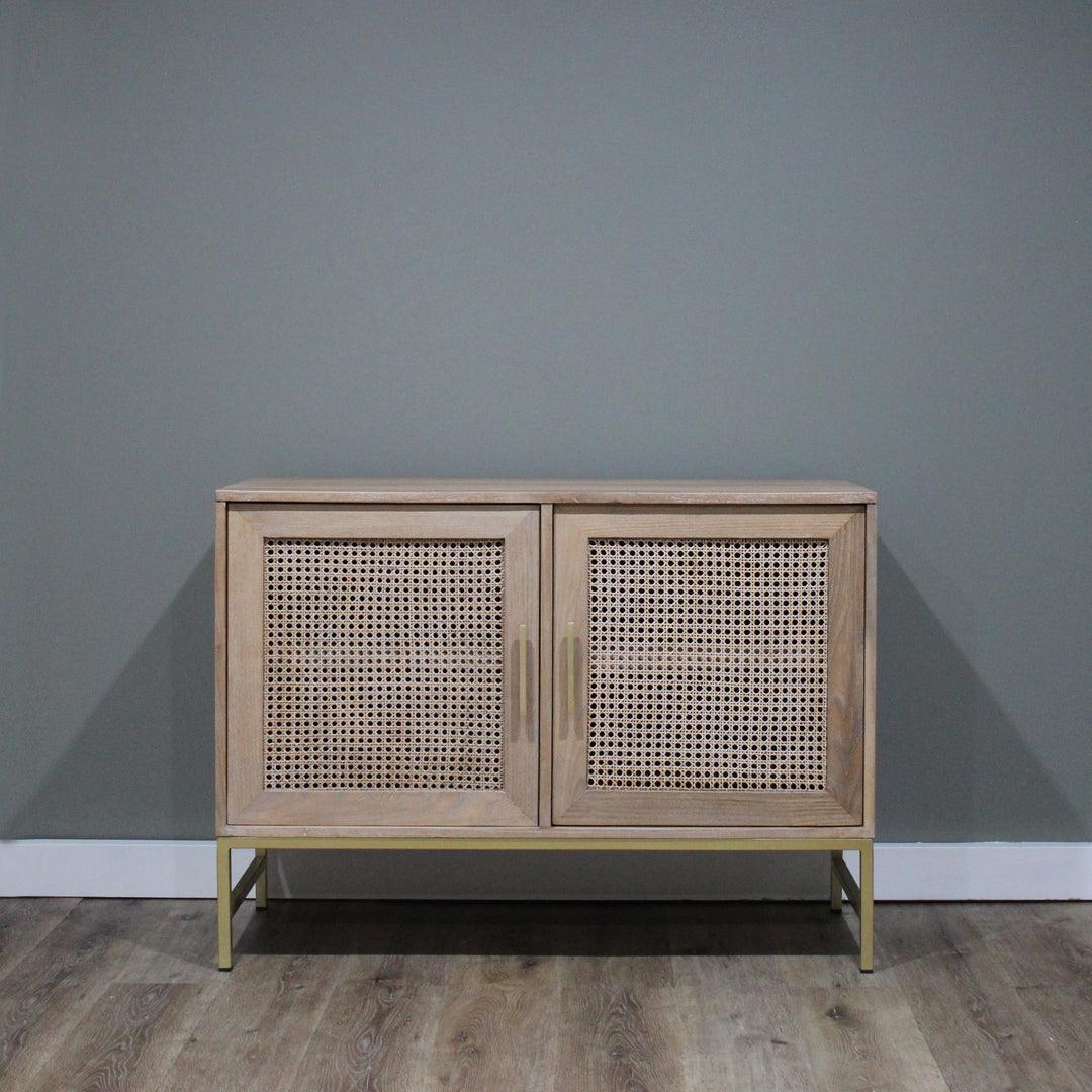 Mala Timber and Rattan 2 Shelf Cabinet-Cabinet-Hudson Furniture-Prime Furniture