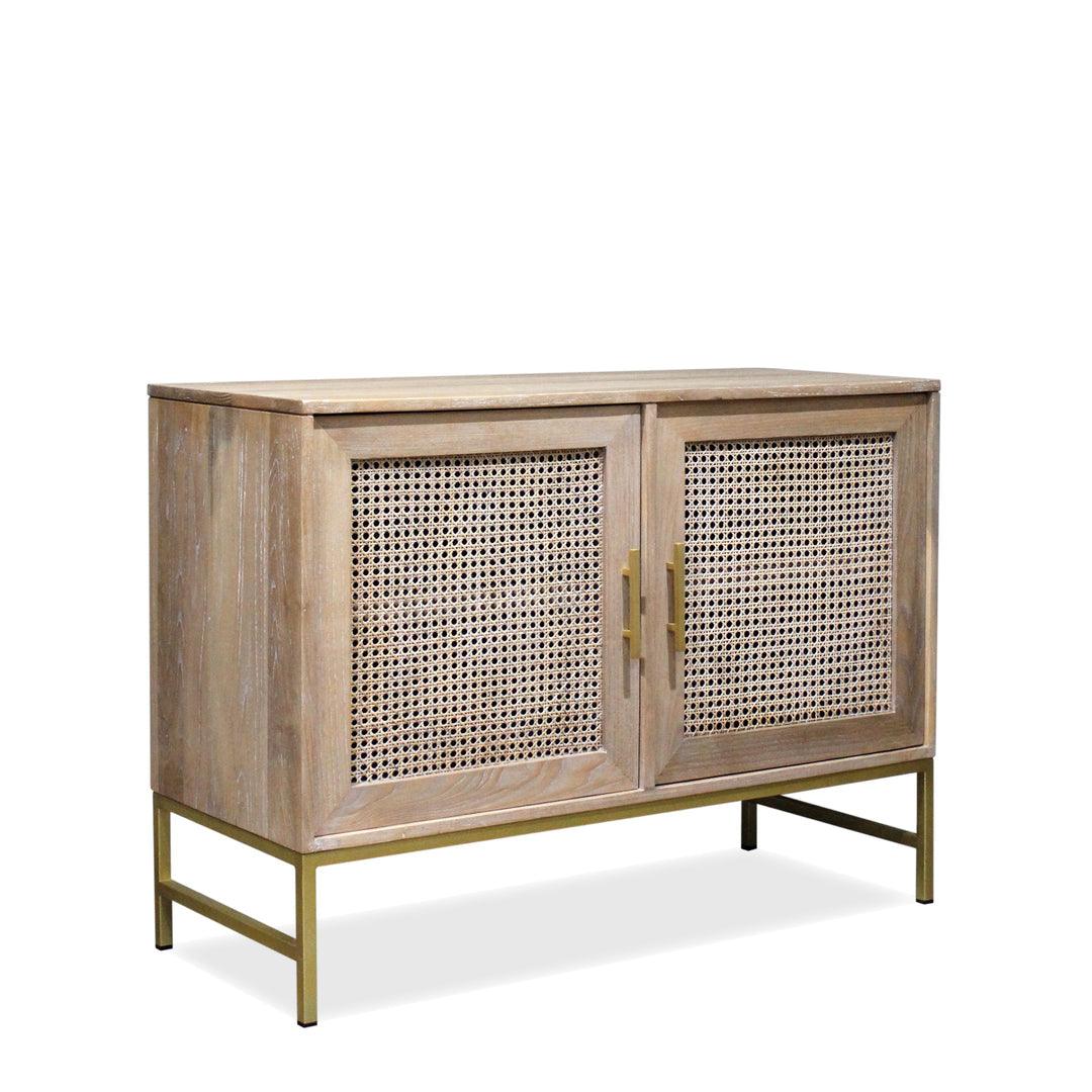 Mala Timber and Rattan 2 Shelf Cabinet-Cabinet-Hudson Furniture-Prime Furniture