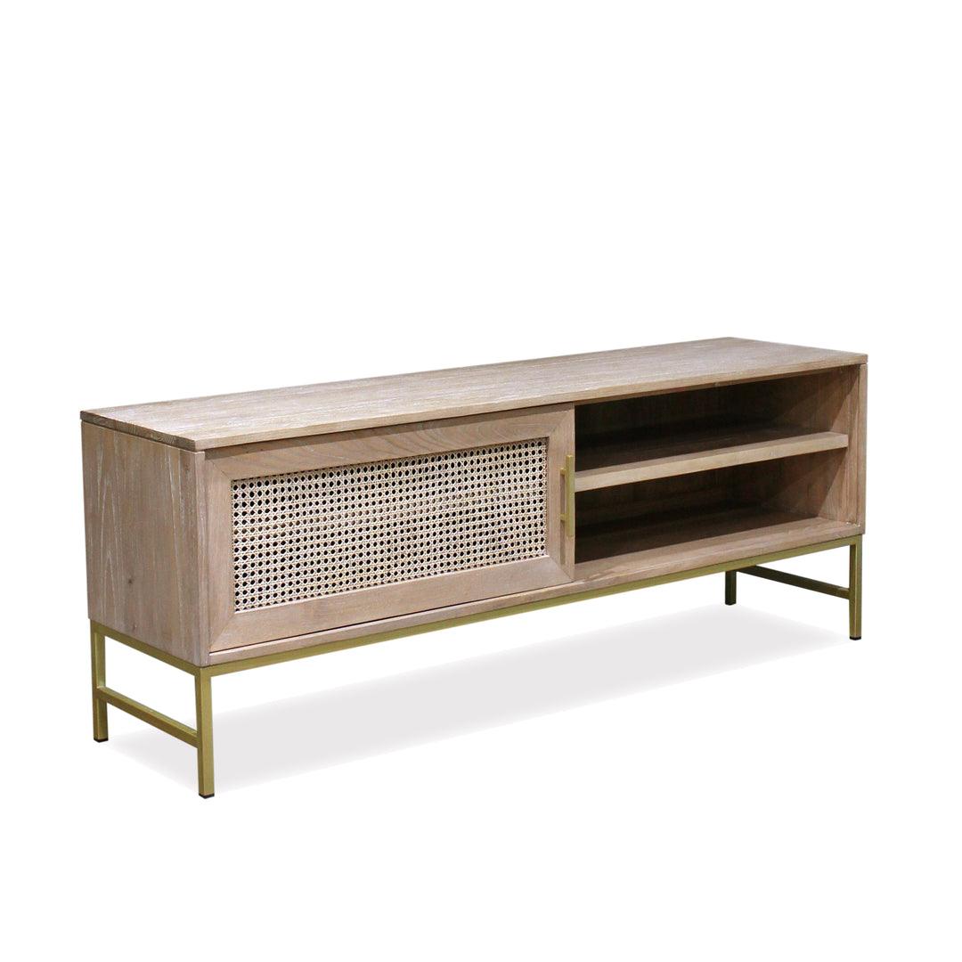 Mala Timber and Rattan TV Unit - Sliding Door-Entertainment Unit-Hudson Furniture-Prime Furniture