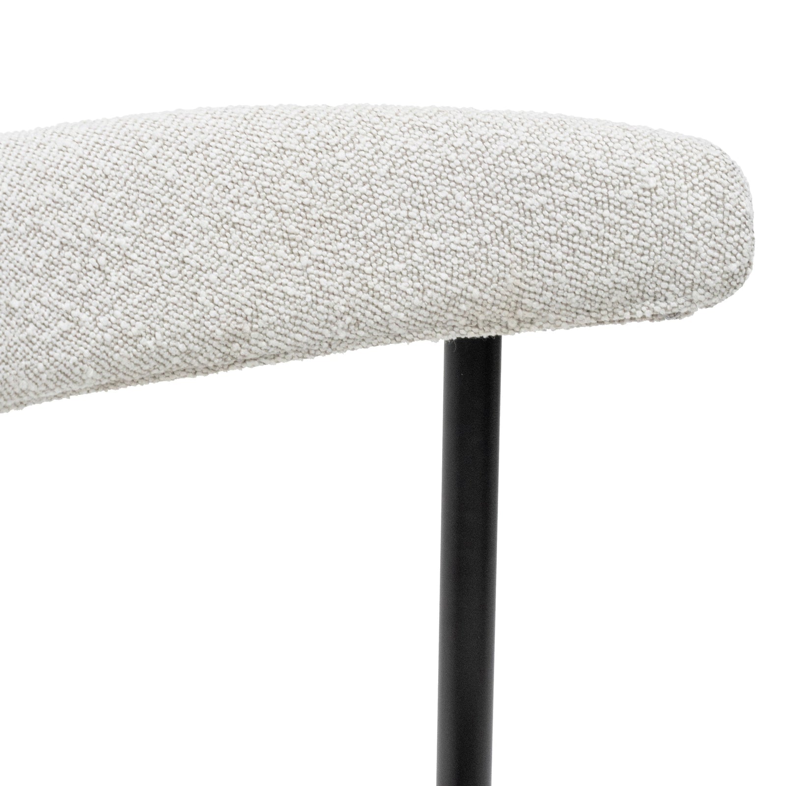 Fabric Dining Chair - Moon White Boucle and Black Legs (Set of 2)-Calibre-Prime Furniture