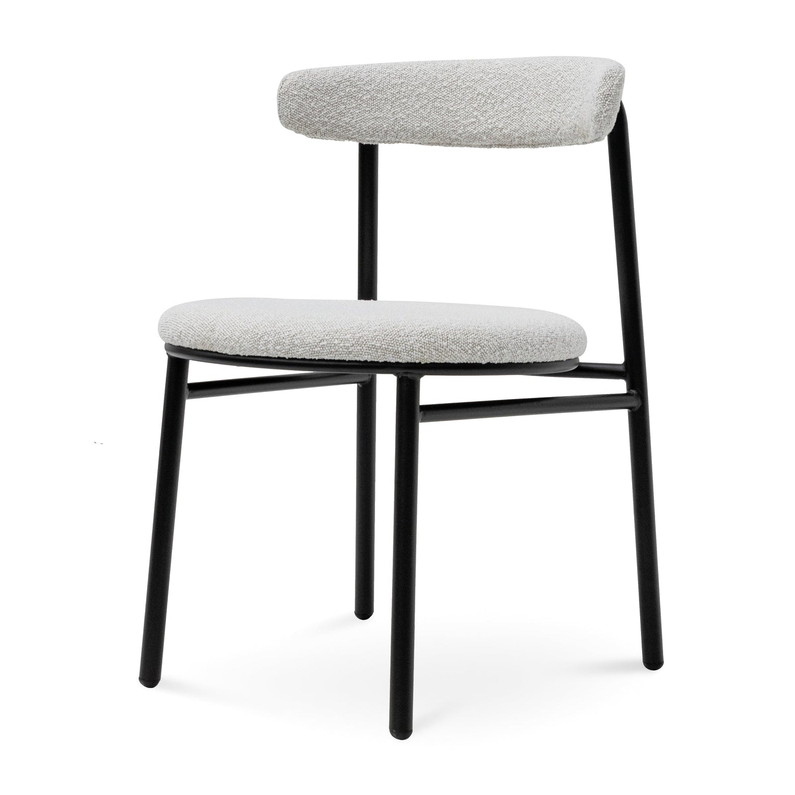 Fabric Dining Chair - Moon White Boucle and Black Legs (Set of 2)-Calibre-Prime Furniture