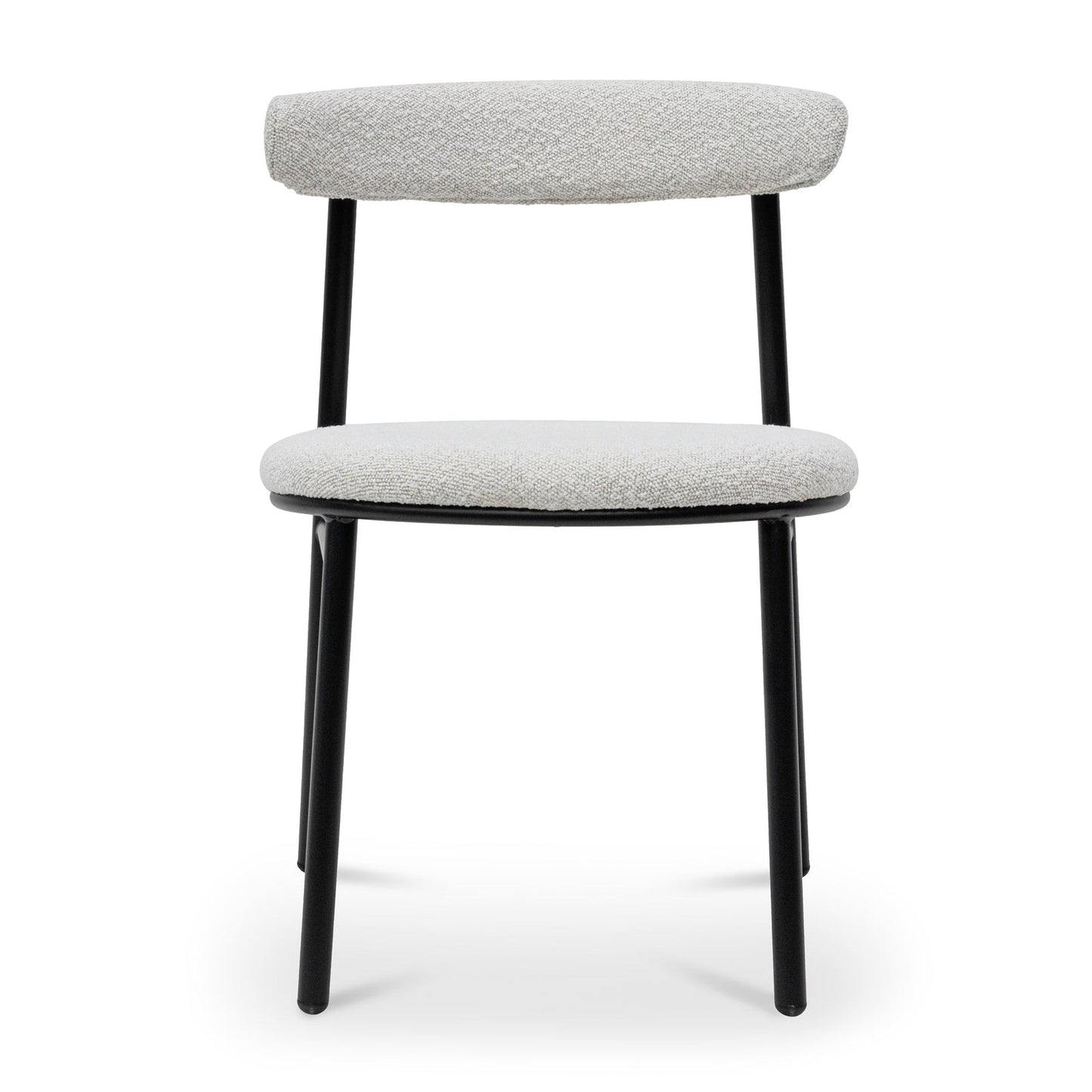 Fabric Dining Chair - Moon White Boucle and Black Legs (Set of 2)-Calibre-Prime Furniture