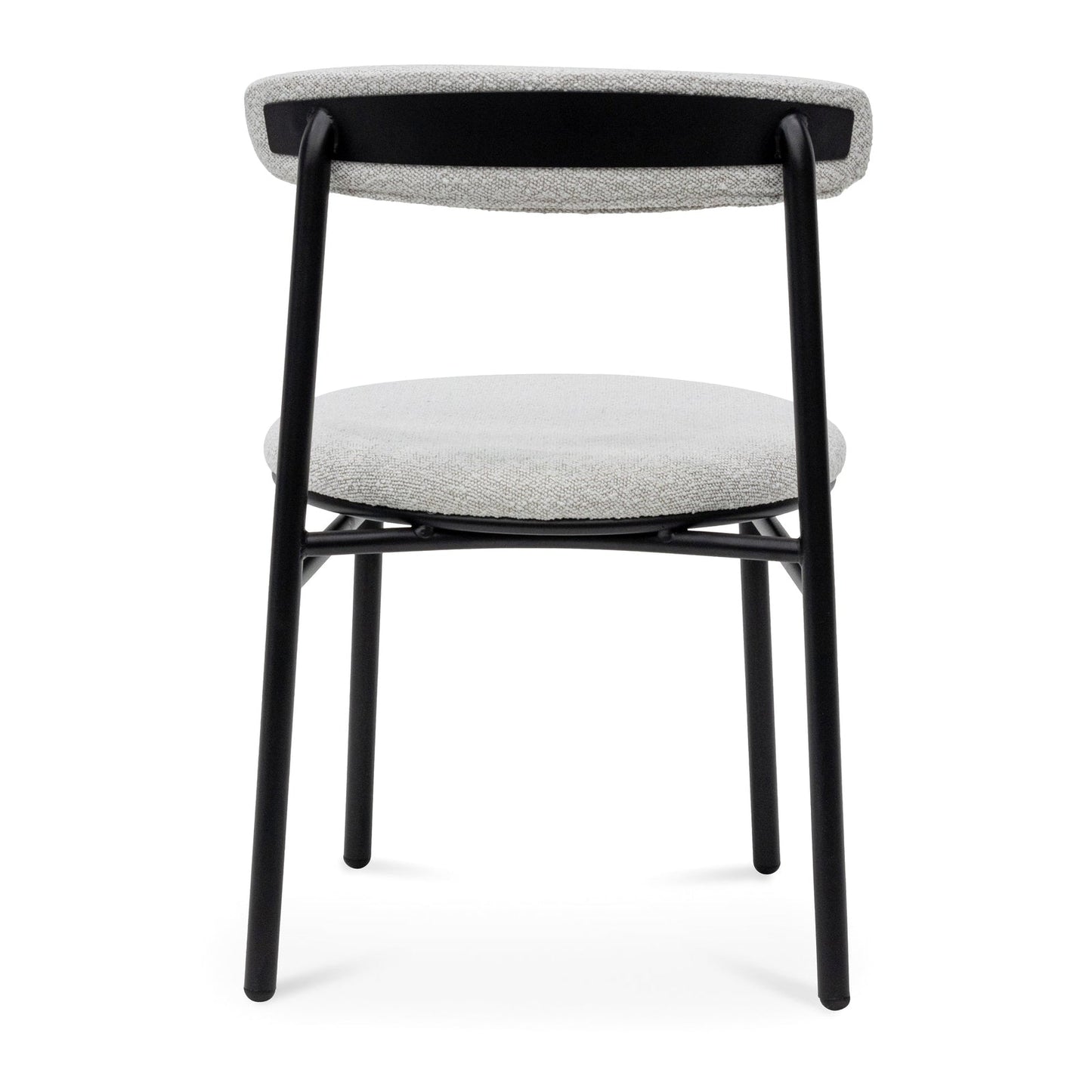 Fabric Dining Chair - Moon White Boucle and Black Legs (Set of 2)-Calibre-Prime Furniture