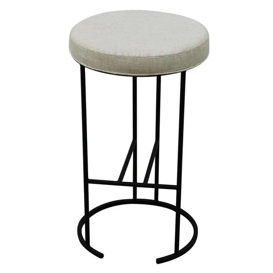 Cafe Lighting & Living Blackley Black Iron Kitchen Stool - Natural Linen-Stool-Cafe Lighting & Living-Prime Furniture