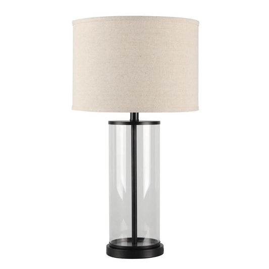 Cafe Lighting & Living Left Bank Table Lamp - Black w Natural Shade-Table Lamp and Shade-Cafe Lighting & Living-Prime Furniture