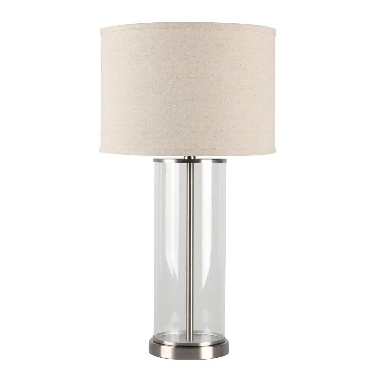 Cafe Lighting & Living Left Bank Table Lamp - Nickel w Natural Shade-Table Lamp and Shade-Cafe Lighting & Living-Prime Furniture