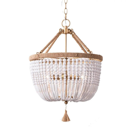 Cafe Lighting & Living Malabar Beaded Pendant - Small Natural/White 20725-Pendant-Cafe Lighting & Living-Prime Furniture