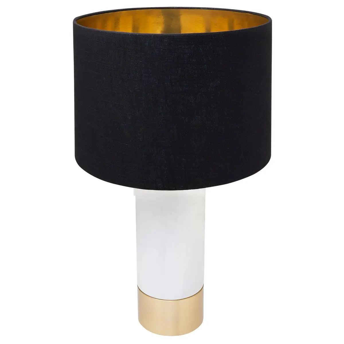 Cafe Lighting & Living Paola Marble Table Lamp - White w Black Shade-Table Lamp and Shade-Cafe Lighting & Living-Prime Furniture