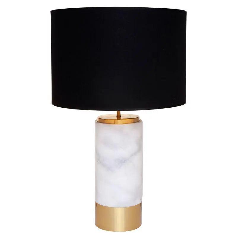 Cafe Lighting & Living Paola Marble Table Lamp - White w Black Shade-Table Lamp and Shade-Cafe Lighting & Living-Prime Furniture