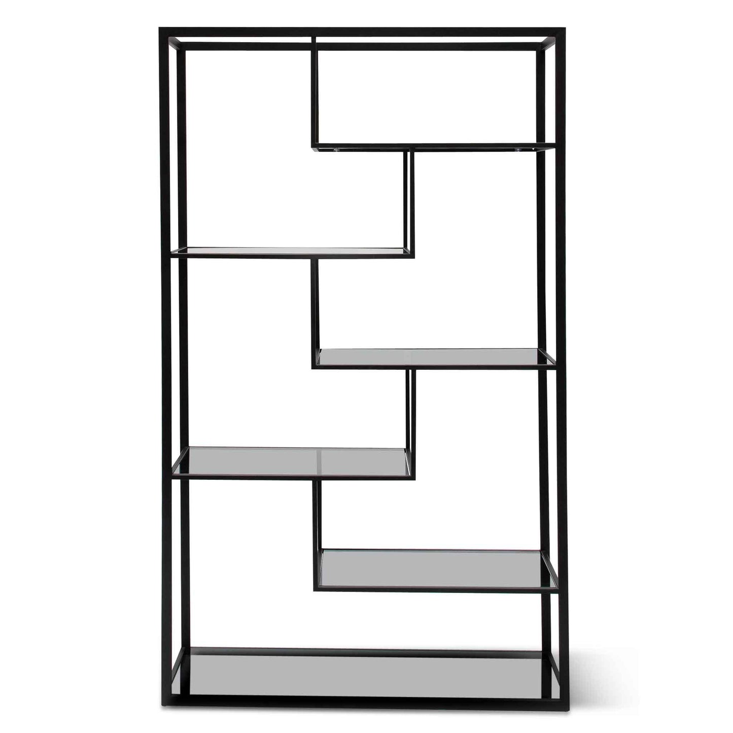 Calibre 1.2m Grey Glass Shelving Unit - Black Frame DT6389-KS-Book Shelf-Calibre-Prime Furniture