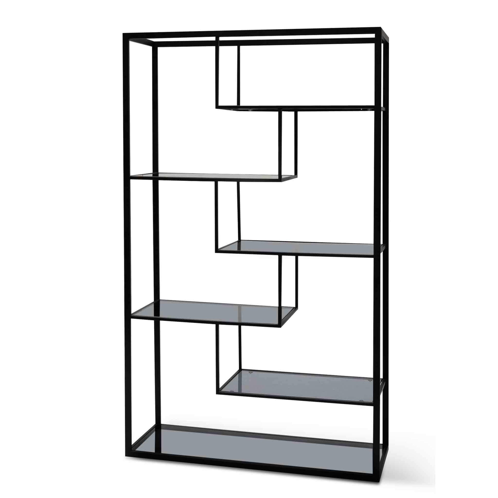 Calibre 1.2m Grey Glass Shelving Unit - Black Frame DT6389-KS-Book Shelf-Calibre-Prime Furniture