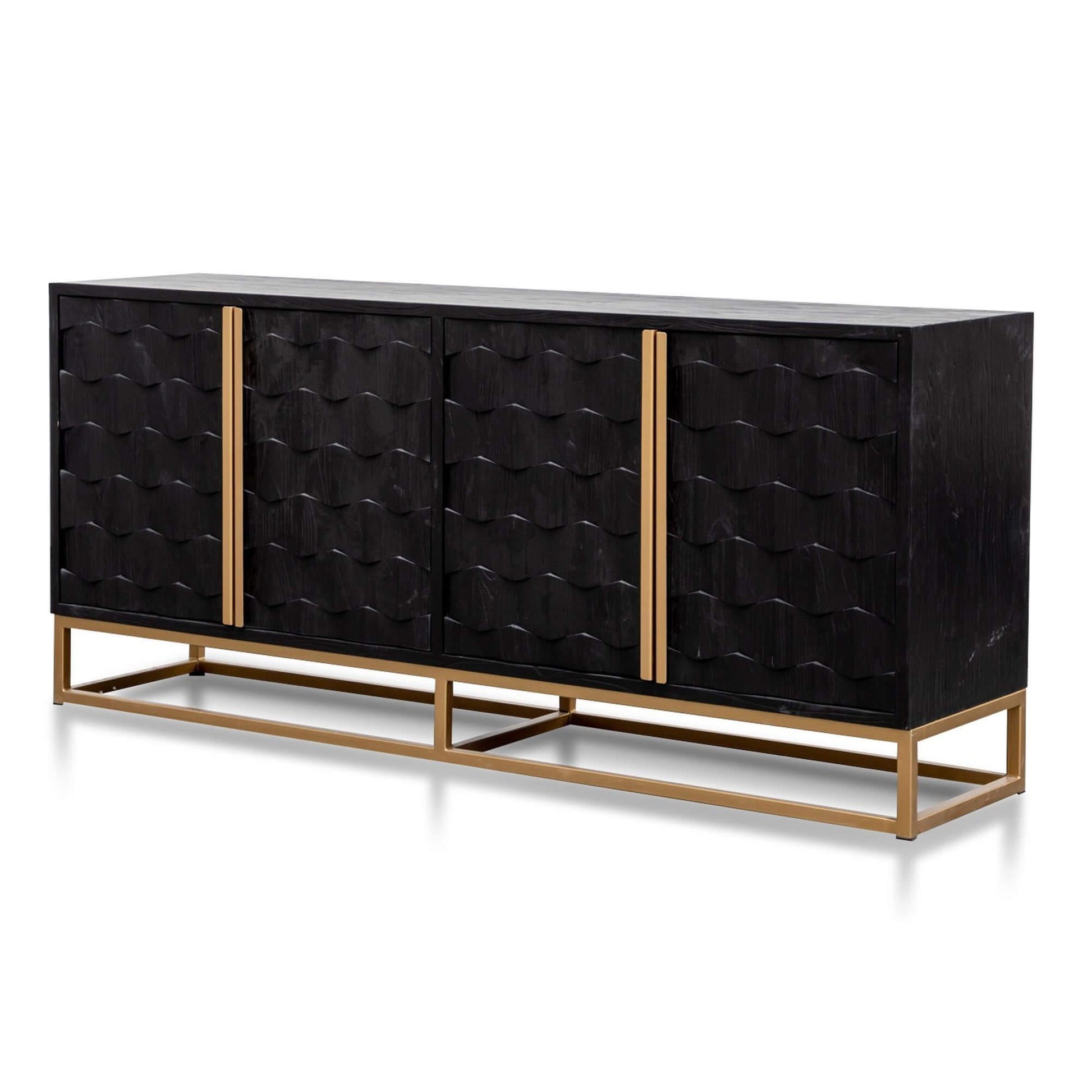 Calibre 1.78m Sideboard - Black Wood with Gold Handle DT2922-NI-Sideboards-Calibre-Prime Furniture