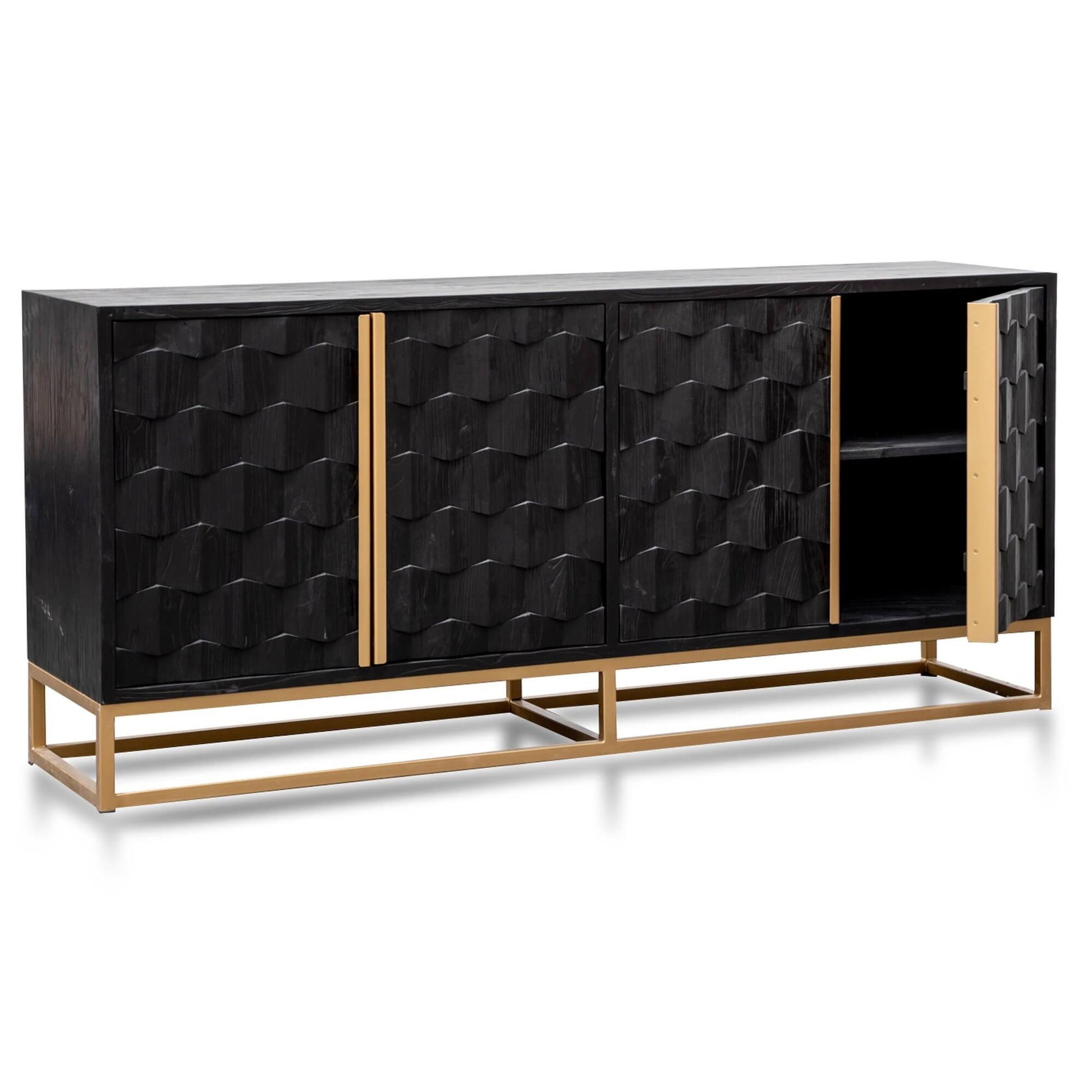 Calibre 1.78m Sideboard - Black Wood with Gold Handle DT2922-NI-Sideboards-Calibre-Prime Furniture