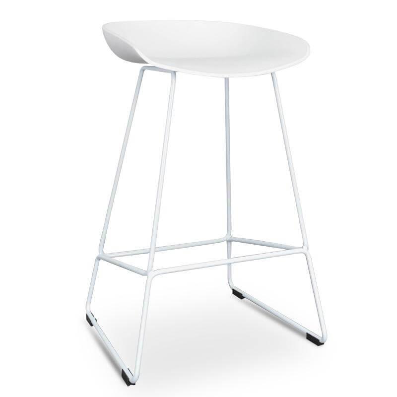 Calibre 65cm Bar Stool - white Seat With white metal Frame BS2007-SD-Stools-Calibre-Prime Furniture