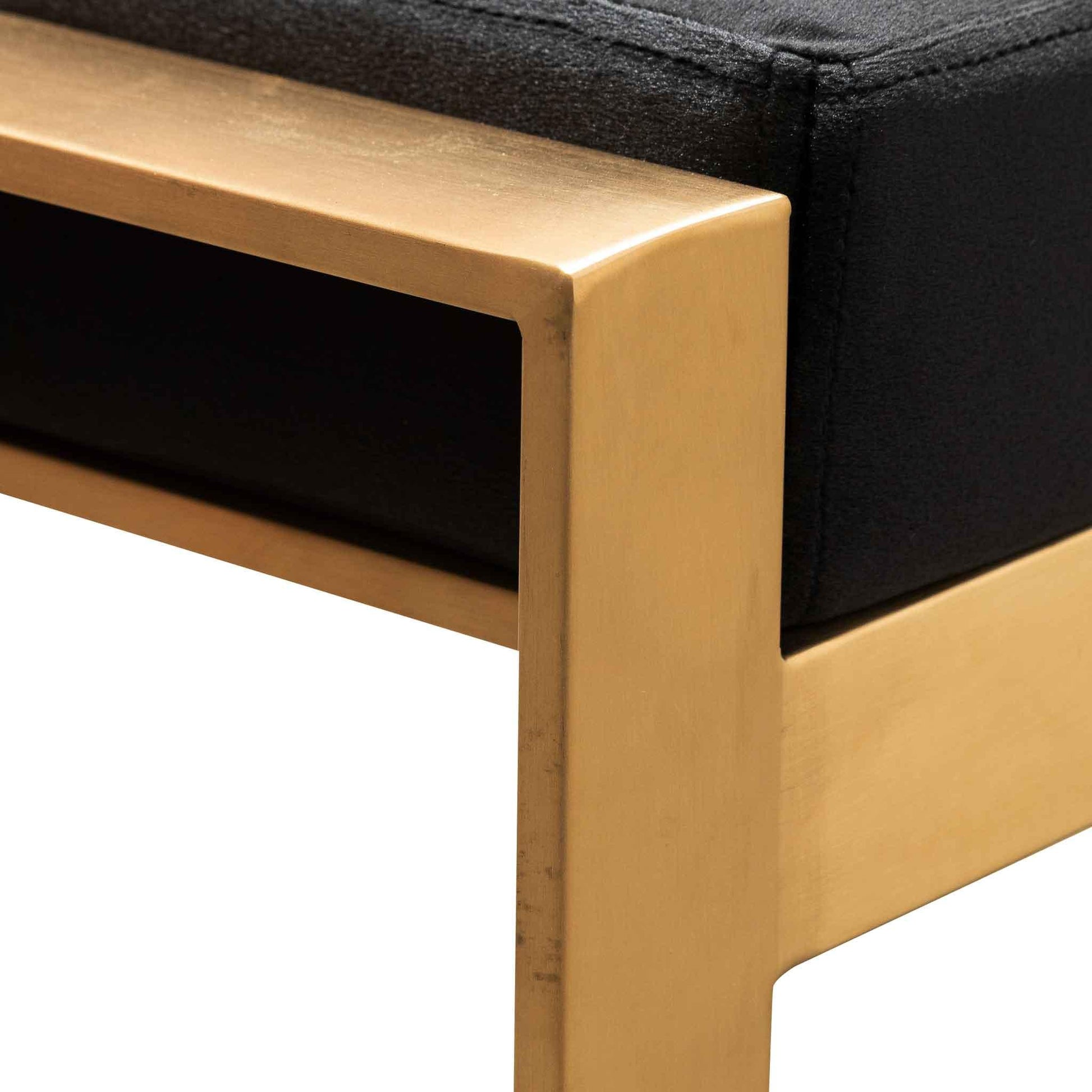 Calibre Black Velvet Ottoman - Gold Base LC6397-KS-Ottomon-Calibre-Prime Furniture