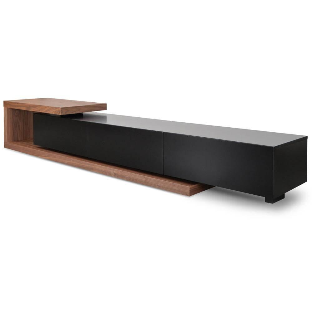 Calibre Scandinavian 2.4m-3.07m Lowline Entertainment TV Unit - Walnut - Black TV1138-BB-Entertainment Units-Calibre-Prime Furniture