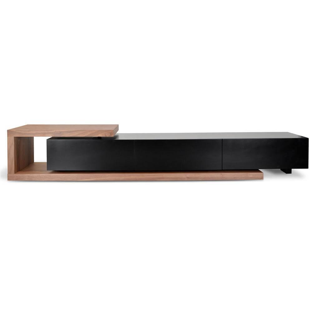 Calibre Scandinavian 2.4m-3.07m Lowline Entertainment TV Unit - Walnut - Black TV1138-BB-Entertainment Units-Calibre-Prime Furniture