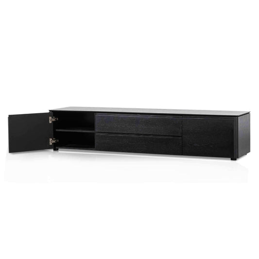 Calibre TV Entertainment Unit with Middle Drawer - Black Oak TV6134-CN-Entertainment Units-Calibre-Prime Furniture