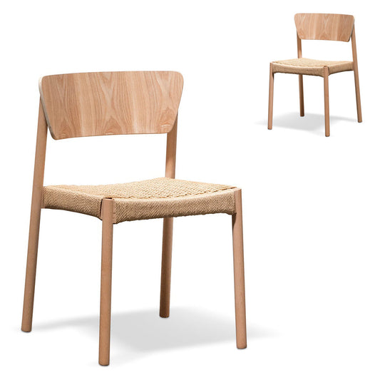 Rope Seat Dining Chair - Natural (Set of 2)-Calibre-Prime Furniture