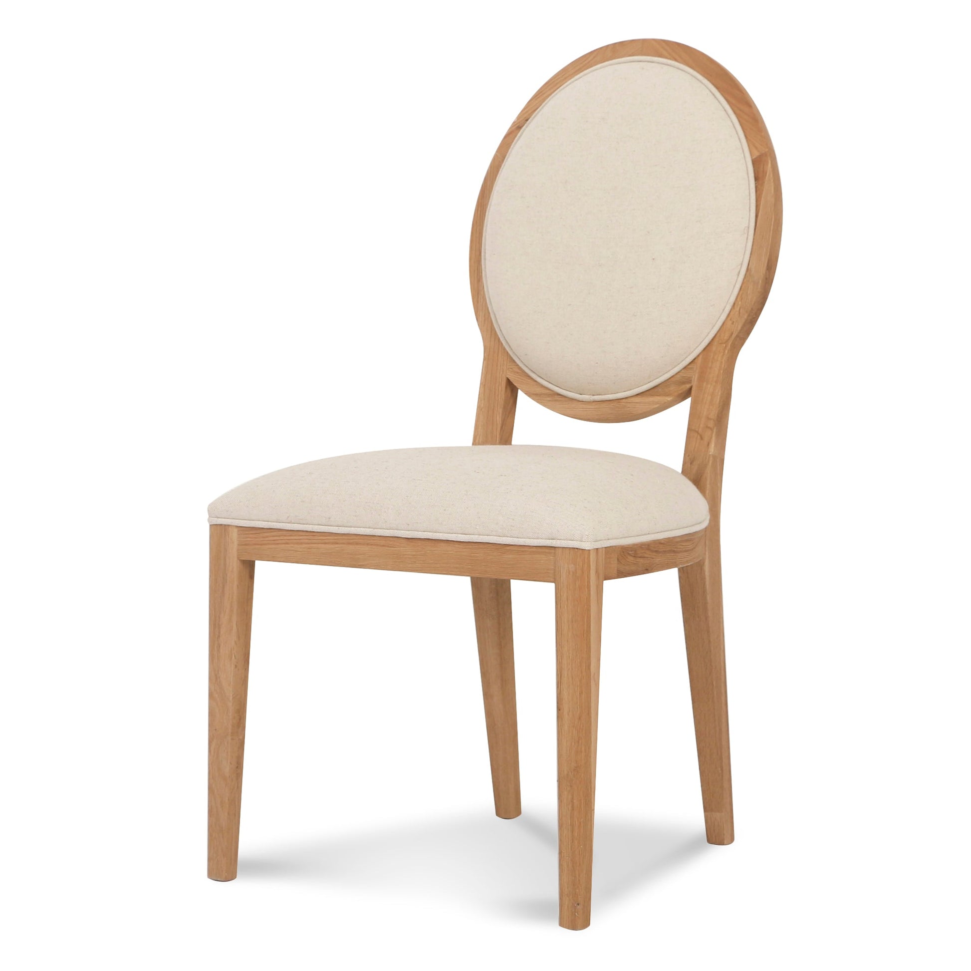 Light Beige Fabric Dining Chair - Natural Frame (Set of 2)-Dining Chair-Calibre-Prime Furniture