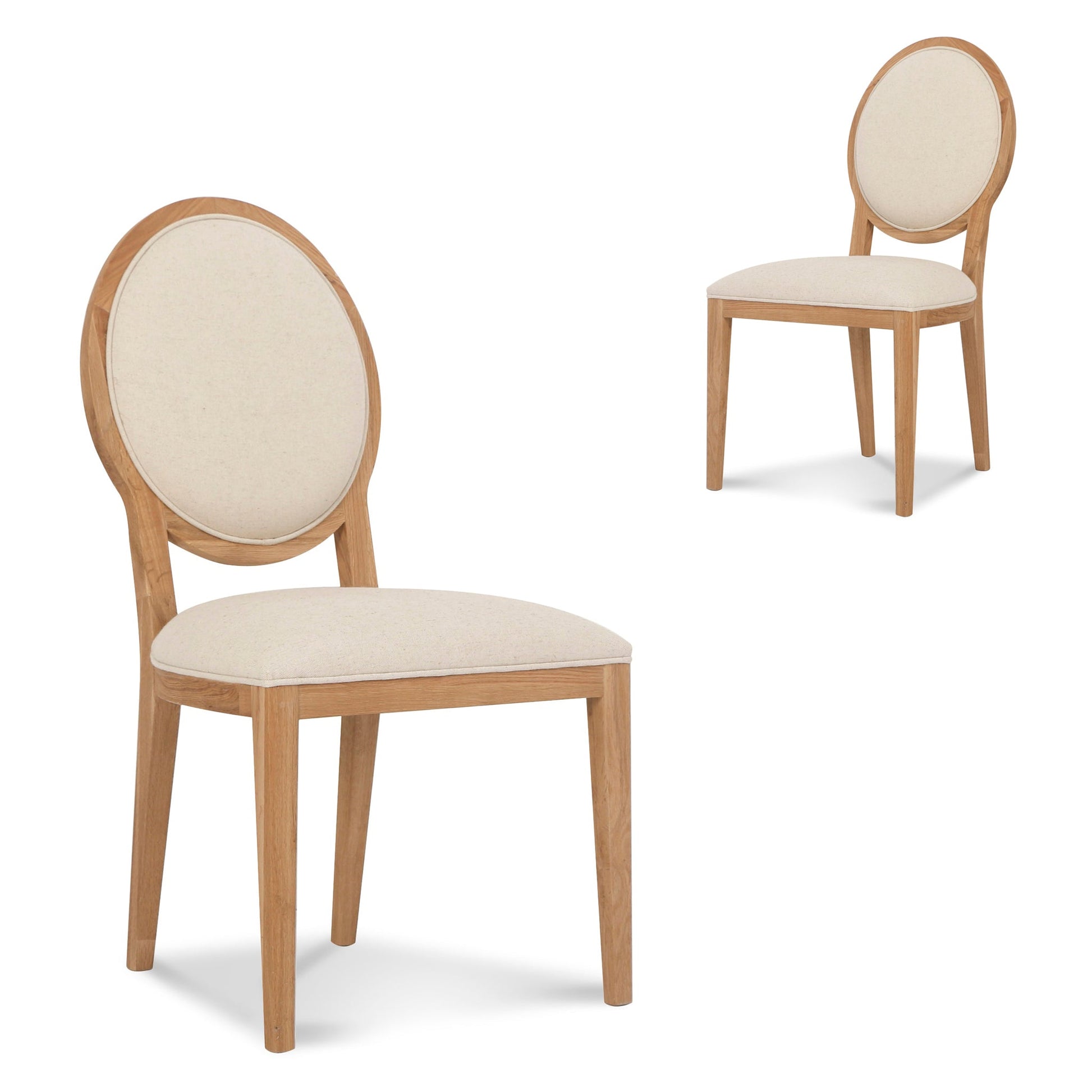 Light Beige Fabric Dining Chair - Natural Frame (Set of 2)-Dining Chair-Calibre-Prime Furniture