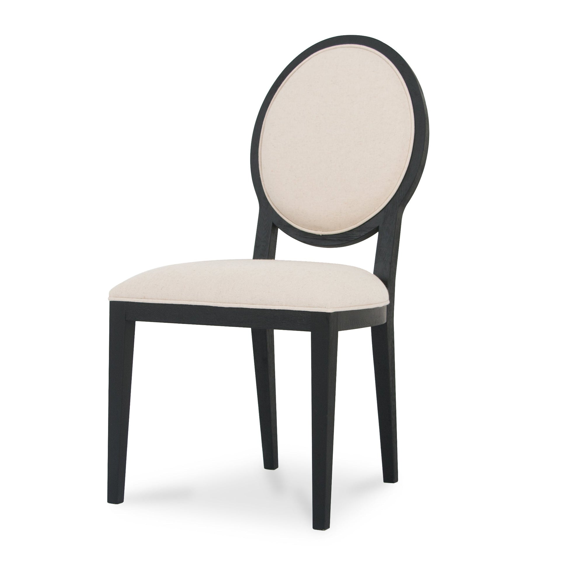 Light Beige Fabric Dining Chair - Black Frame (Set of 2)-Dining Chair-Calibre-Prime Furniture