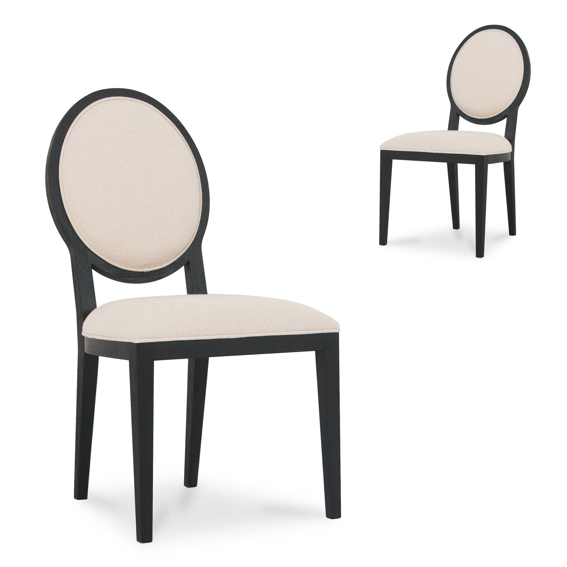 Light Beige Fabric Dining Chair - Black Frame (Set of 2)-Dining Chair-Calibre-Prime Furniture