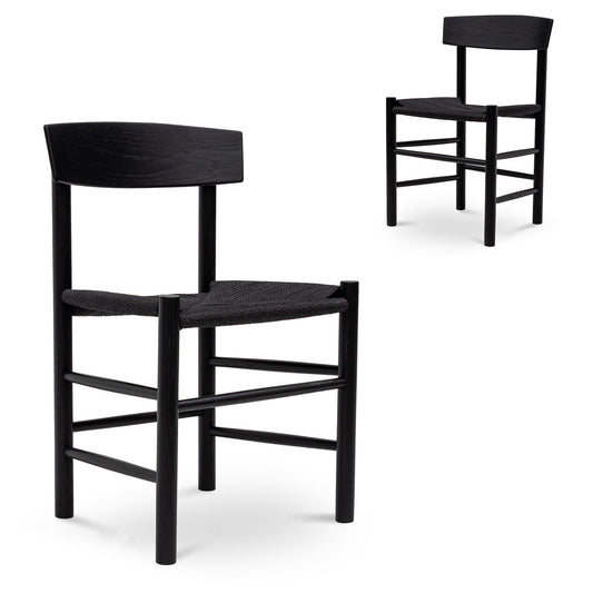 Rattan Dining Chair - Full Black (Set of 2)-Dining Chair-Calibre-Prime Furniture