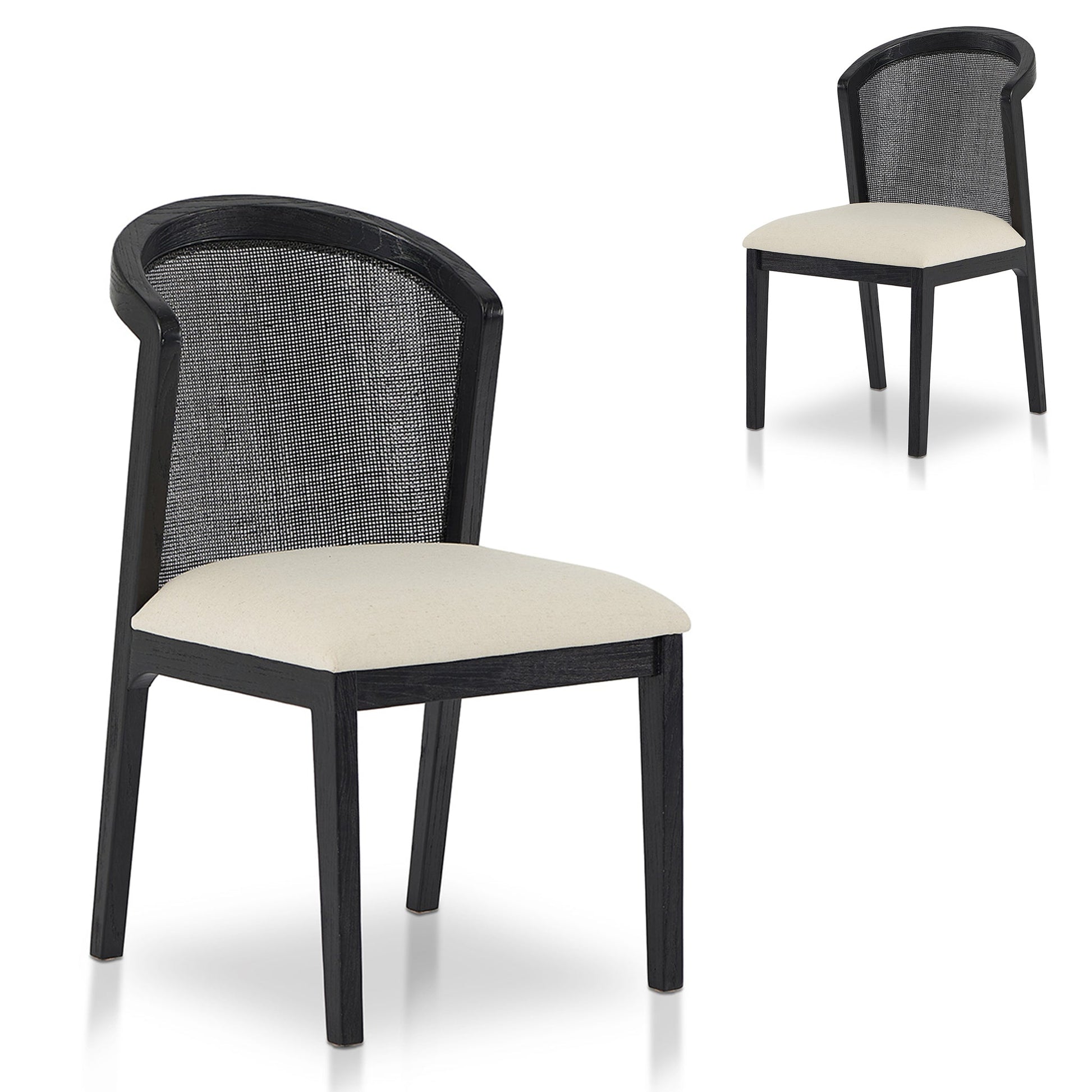 Set of 2 - Black ELM Dining Chair - Light Beige-Dining Chair-Calibre-Prime Furniture