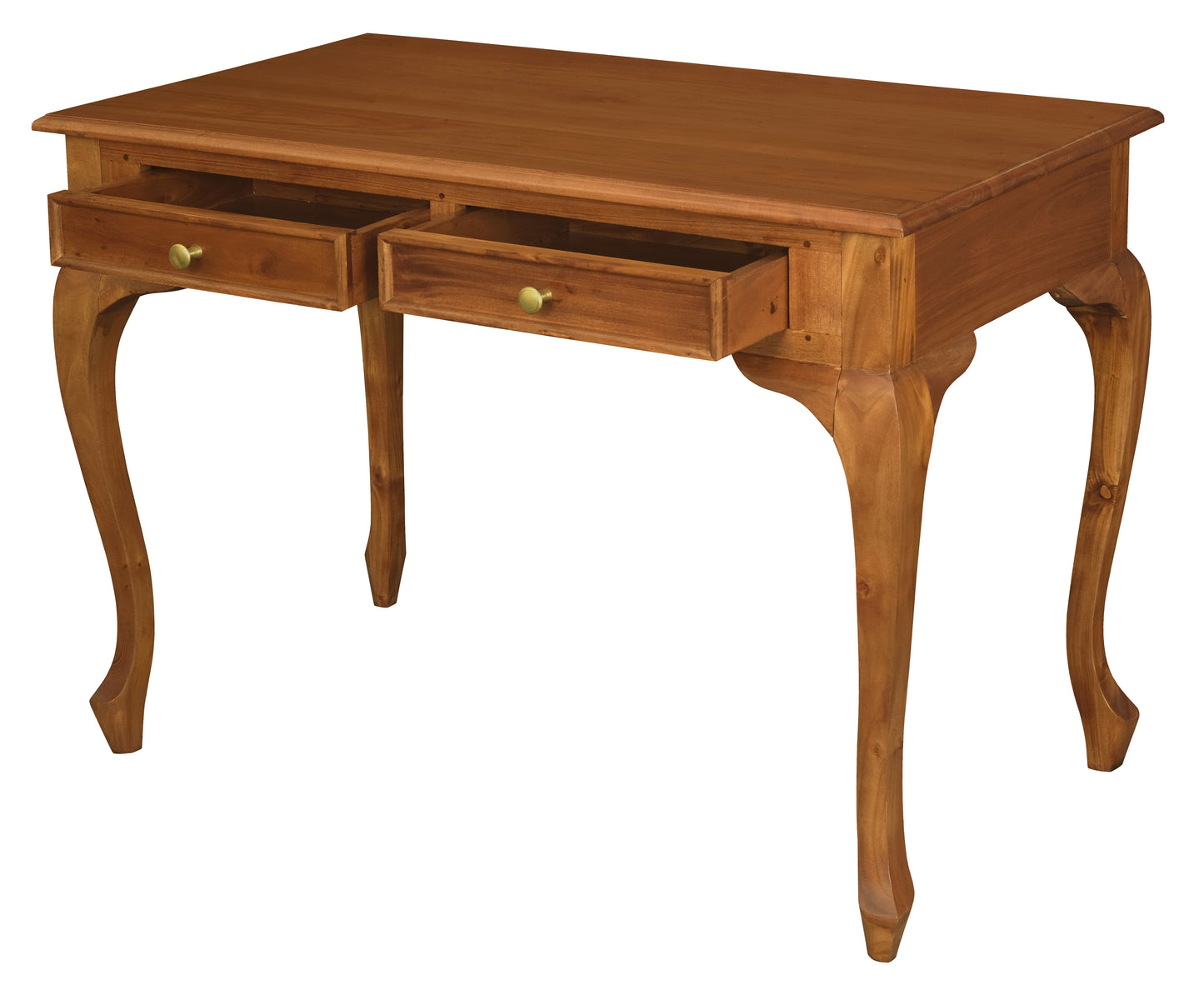 Queen Anne 2 Drawer Desk (Light Pecan)-Desk-Centrum Furniture-Prime Furniture