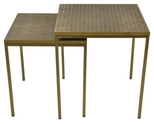 HG Living Jaipur Set Of 2 Iron Square Tables Brass MM02-Coffee Table-HG Living-Prime Furniture