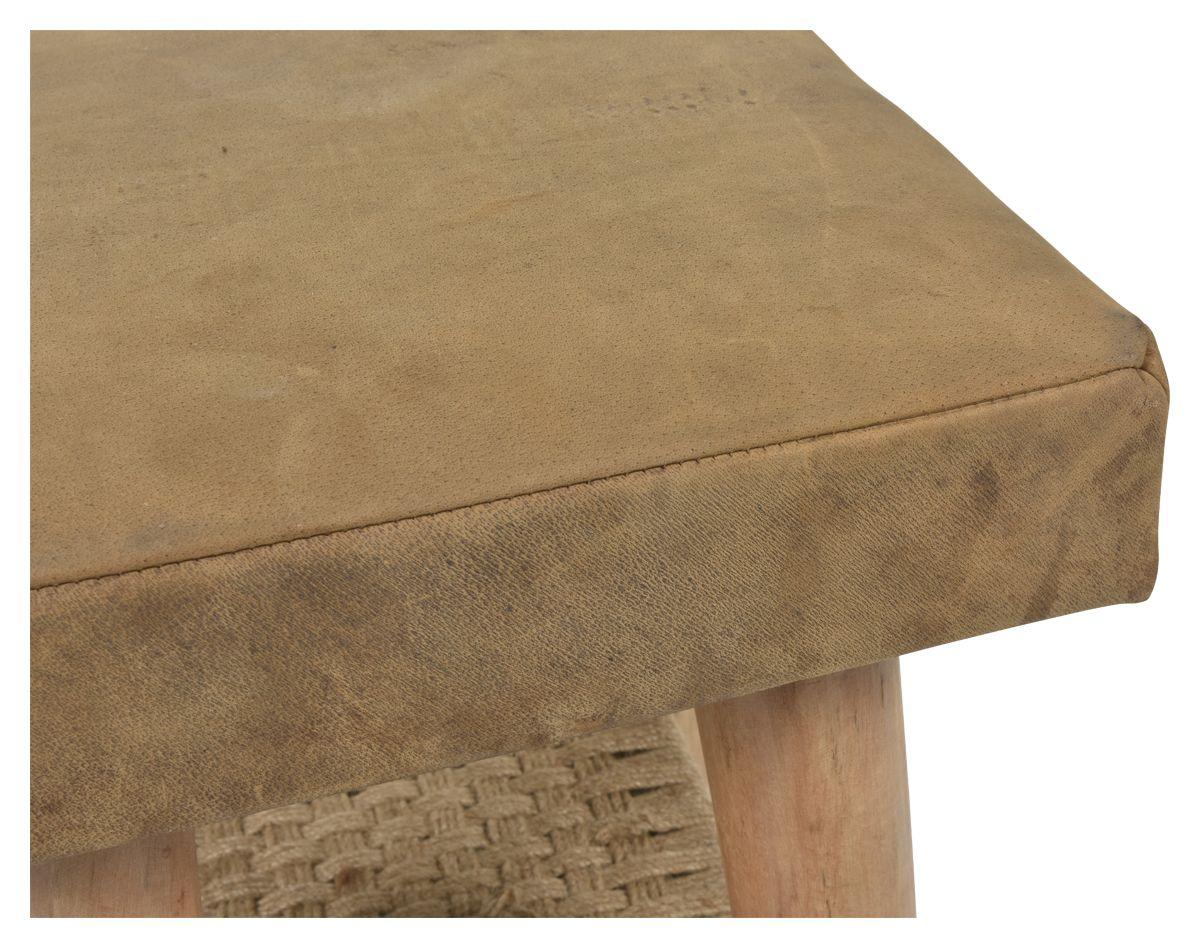 HG Living Napa Leather Stool With Jute Tan/Natural AS29-Ottoman-HG Living-Prime Furniture