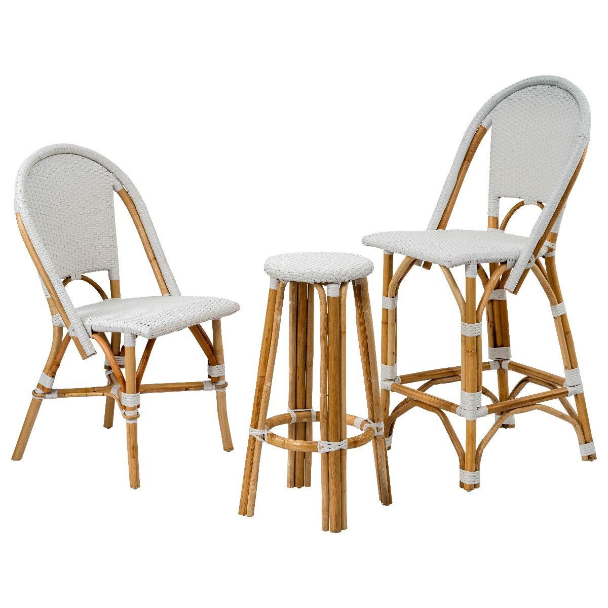 HG Living Positano Synthetic Rattan Vintage Bistro Chair White WI21-Dining Chairs-HG Living-Prime Furniture