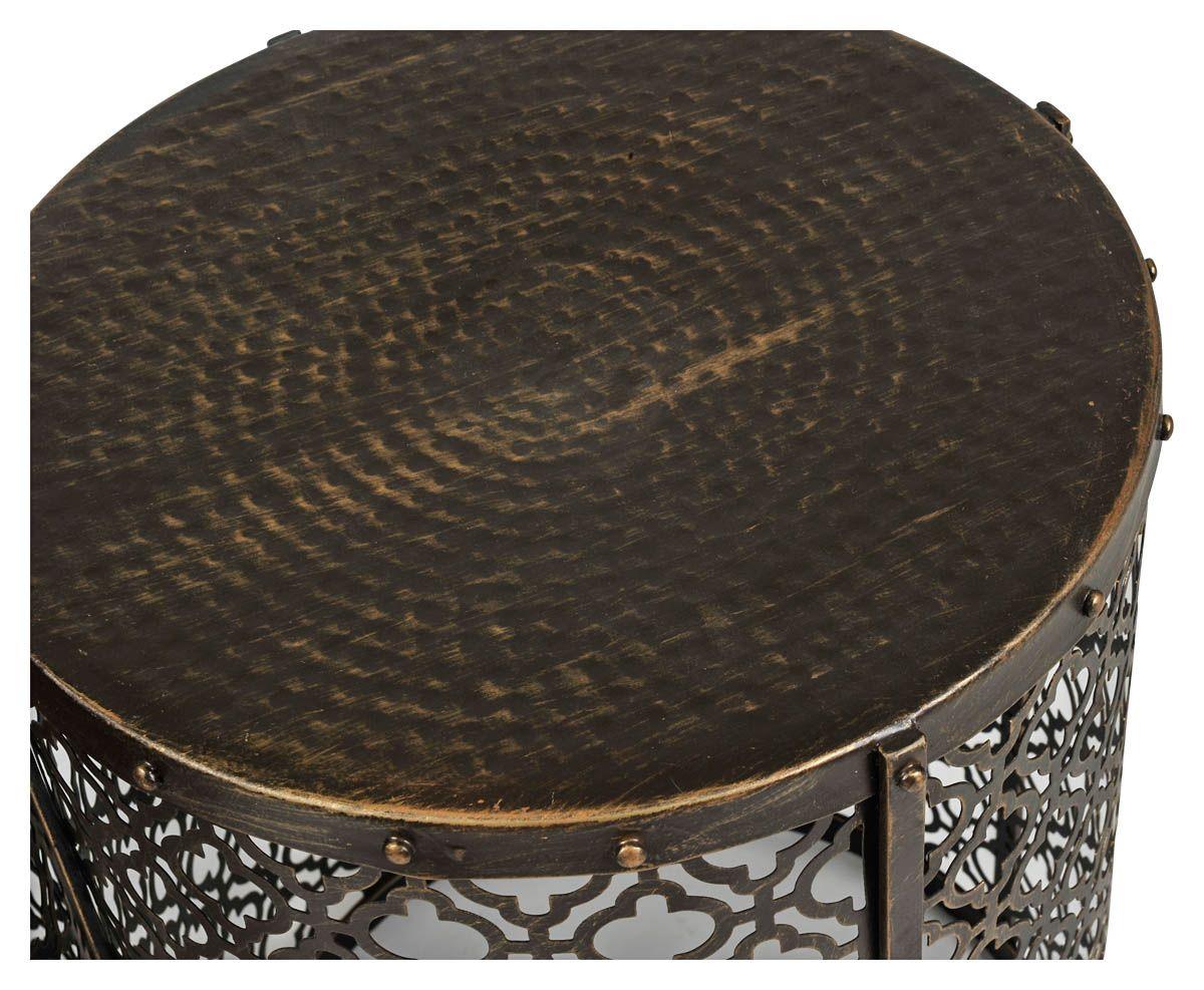 HG Living Set Of 2 Jaipur Cutwork Side Table Gold Antique GF80-Bed Sides-HG Living-Prime Furniture