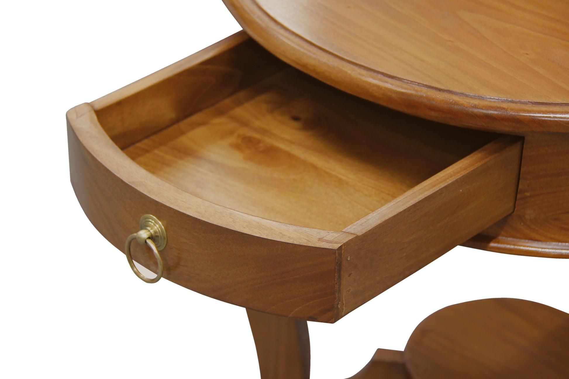 Round Cabriole Leg 1 Drawer Lamp Table (Light Pecan)-Side Table-Centrum Furniture-Prime Furniture