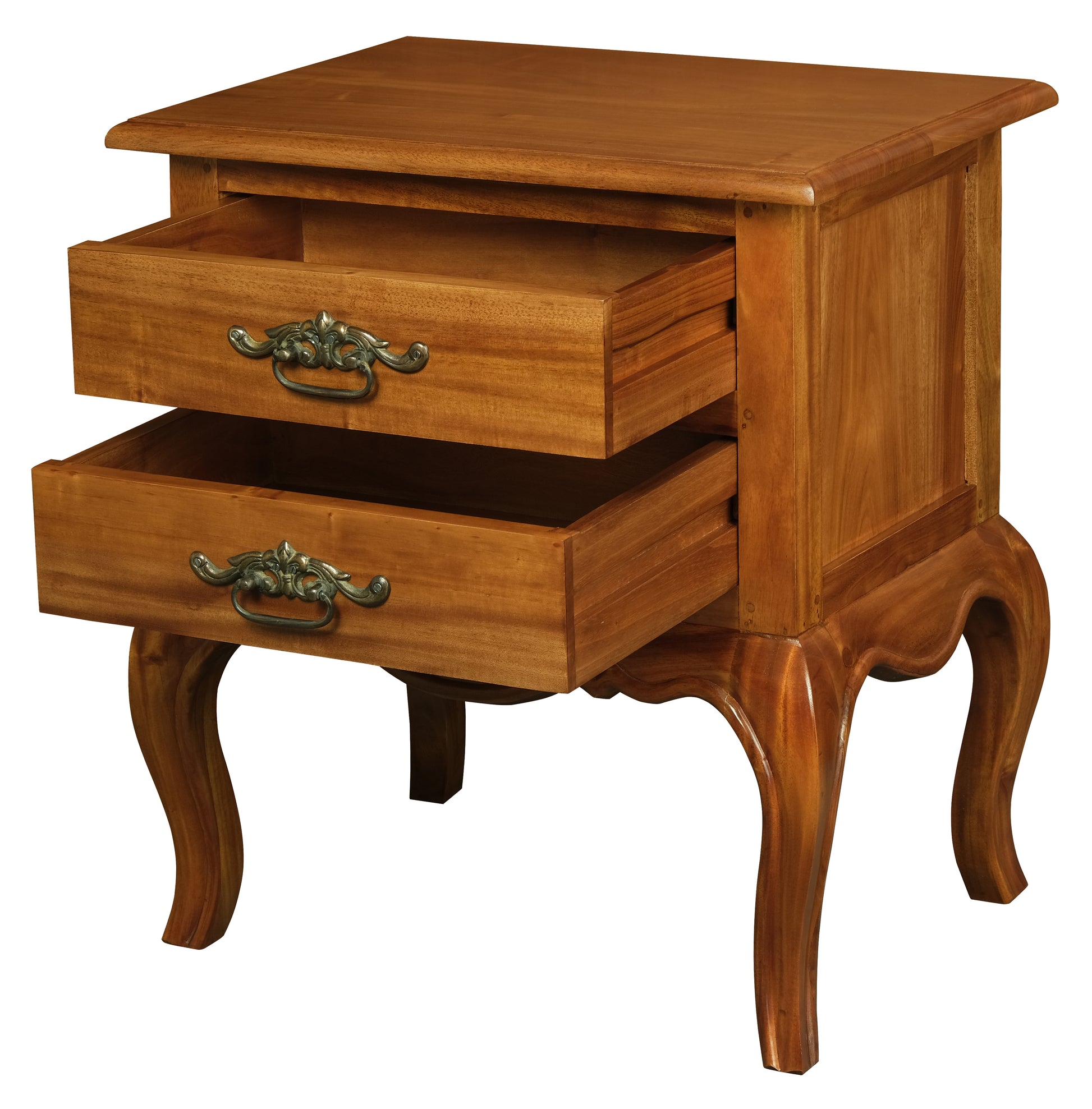 French Provincial 2 Drawer Side Table (Light Pecan)-Side Table-Centrum Furniture-Prime Furniture